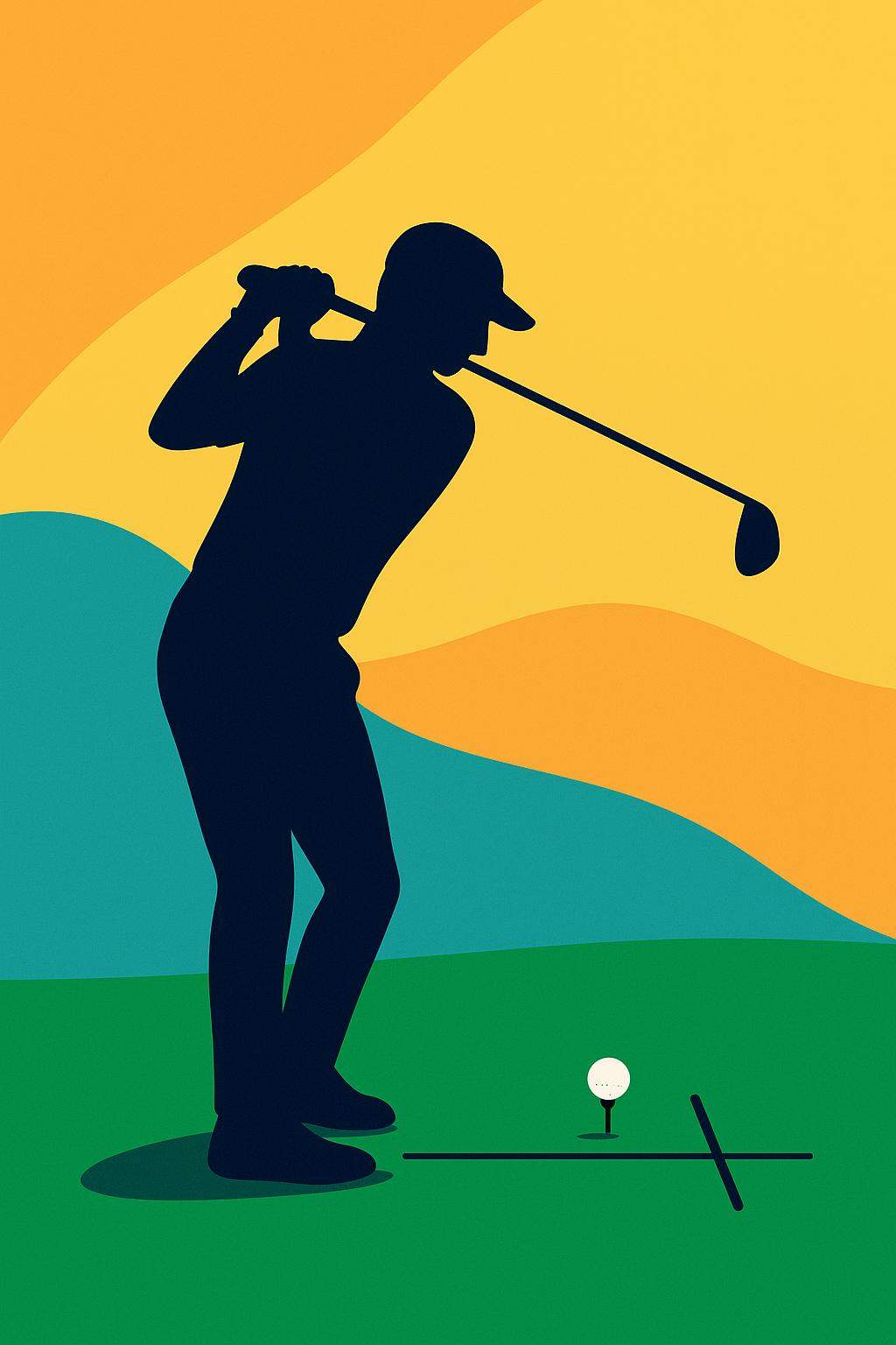Illustrated golfer practicing swing training